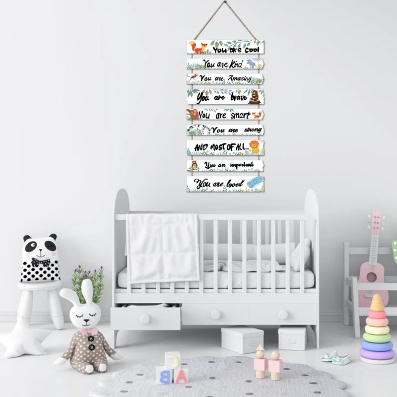 JEVUVU Woodland Nursery Room Decor for Baby Bedroom - Jungle Safari Animal Theme Wall Decor for Toddler Boy or Girl - Colorful Elephant Giraffe Lion Forest Wall Art Decorations - Image 3